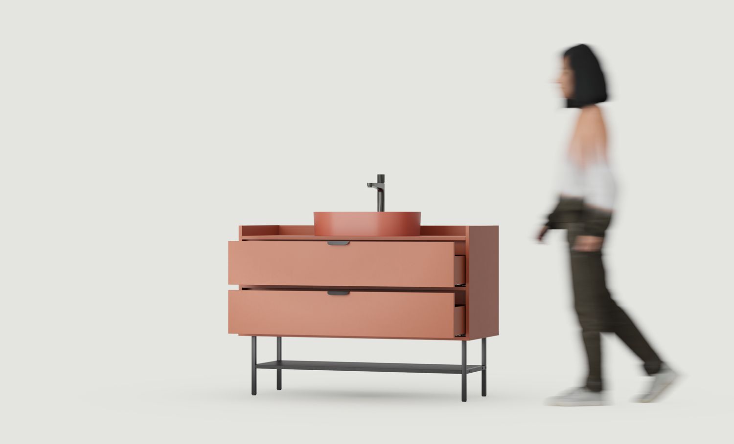 SIGI Schrank mit Waschbecken OMNIRES SU02
Farbe: Feuriges Terrakotta
Bein: Schwarz
Griffe: LAYERS 110 Schwarz
Waschbecken: OVO M+ Terracotta OMNIRES
Wasserhahn: Tall Y Schwarz OMNIRES