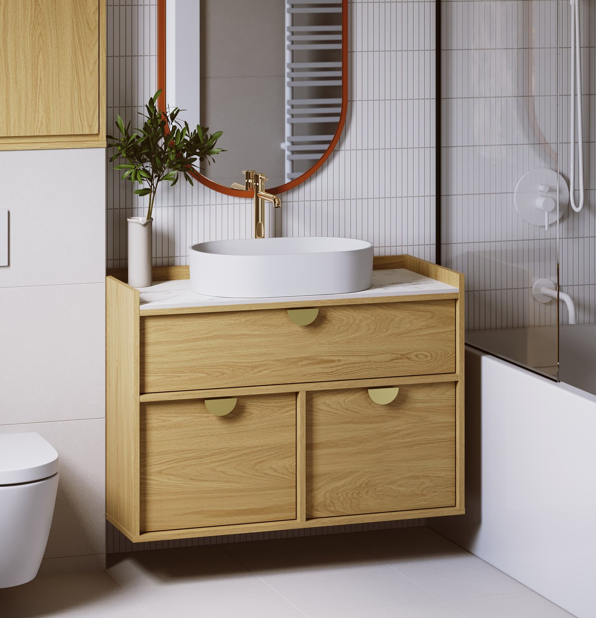 SIGI Schrank mit Waschbecken OMNIRES wandhängend WSU01
Farbe: Eiche natur furniert
Griff: RIND Griff Gold
Waschbecken: OVO M+ Weiß OMNIRES
Wasserhahn: Hoch Y Gold OMNIRES
Arbeitsplatte: Marmor Gold