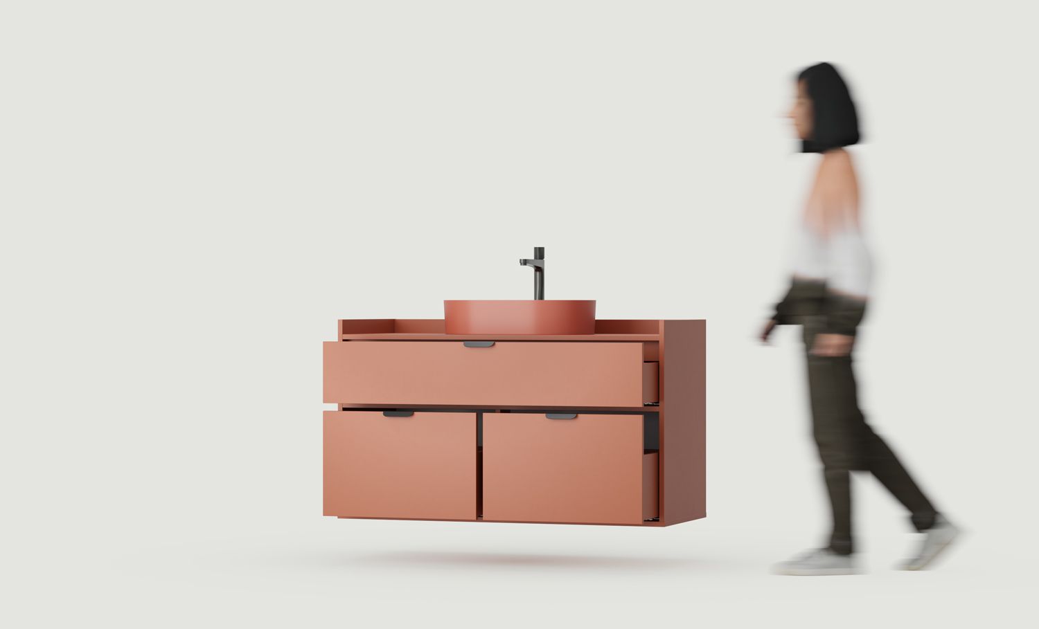 SIGI Schrank mit Waschbecken OMNIRES wandhängend WSU01
Farbe: Feuriges Terrakotta
Griff: LAYERS 110 Schwarz
Waschtisch: OVO M+ Terracotta OMNIRES
Wasserhahn: Tall Y Schwarz OMNIRES