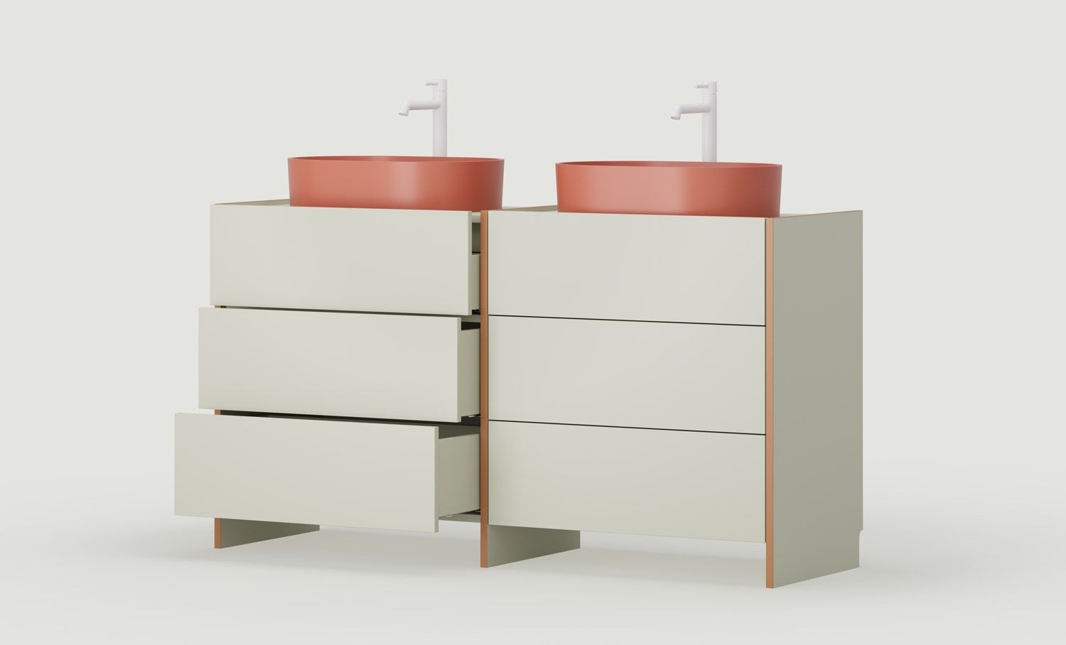 OMNIRES ASKA ASK29 Doppel-Waschtischschrank
Farbe: Milk Pistachio
Furnier: Sahara Tief
                            
