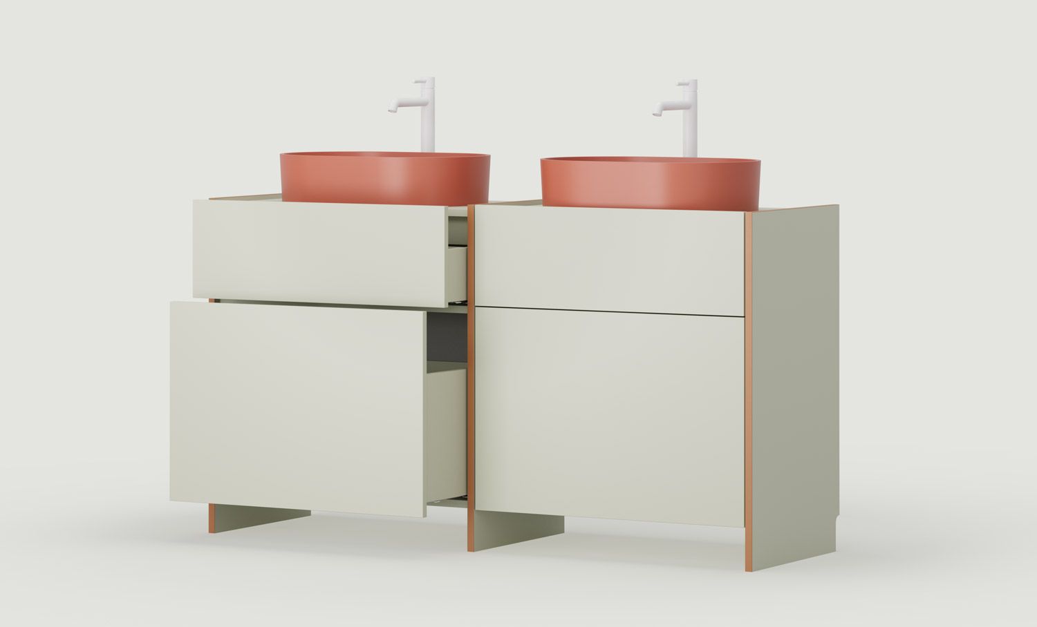 OMNIRES ASKA ASK30 Doppel-Waschtischschrank
Farbe: Milk Pistachio
Furnier: Sahara Tief
                            