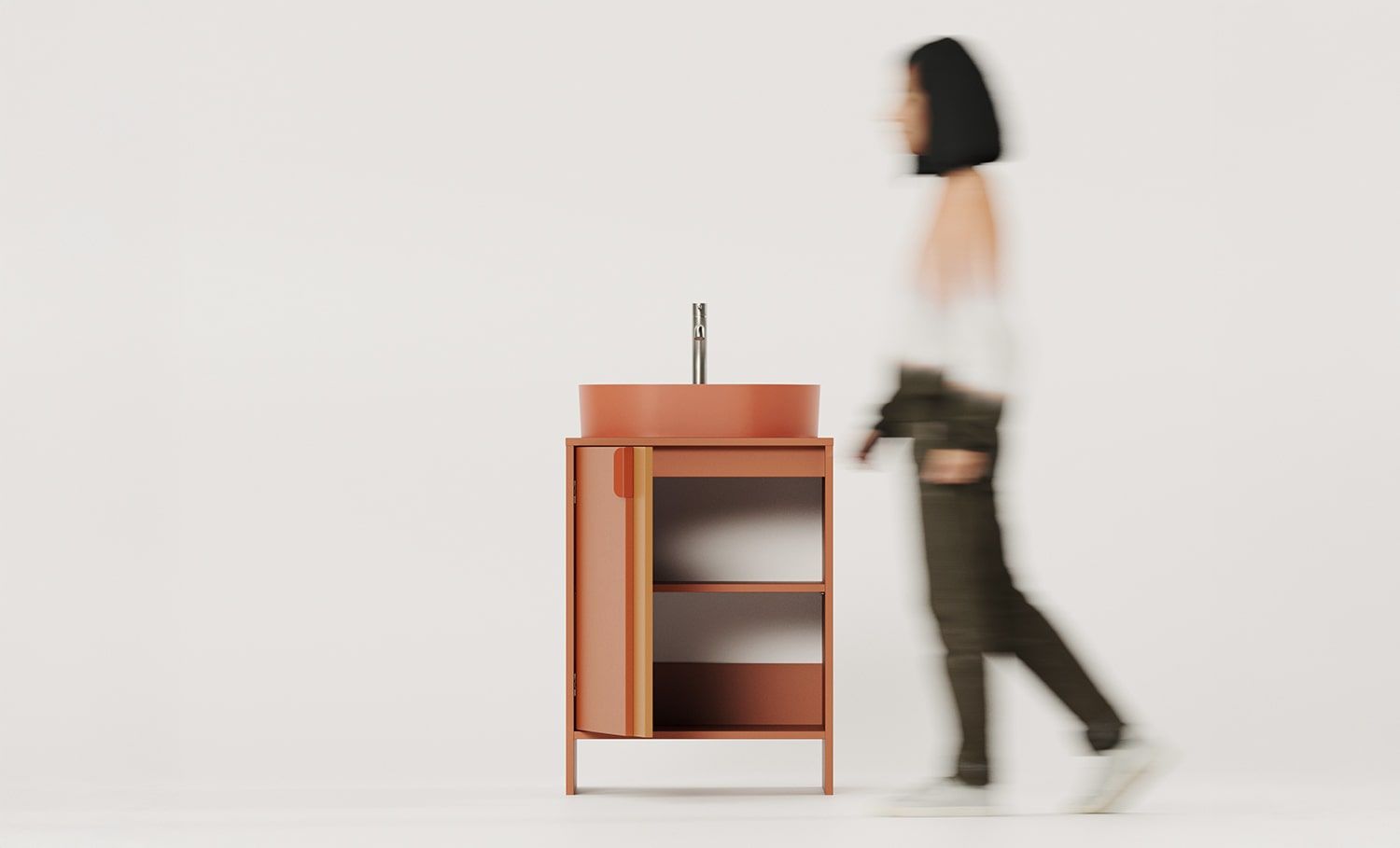 OMNIRES LAYERS LAY60 stehender Waschbeckenschrank
Farbe: Fiery Terracotta
Zweite Schicht Frontfarbe: Sahara Deep
Griff: LAYERS 110 Fire Terracotta
Waschbecken: OVO M+ Terracotta OMNIRES
Wasserhahn: Tall Y Nickel OMNIRES