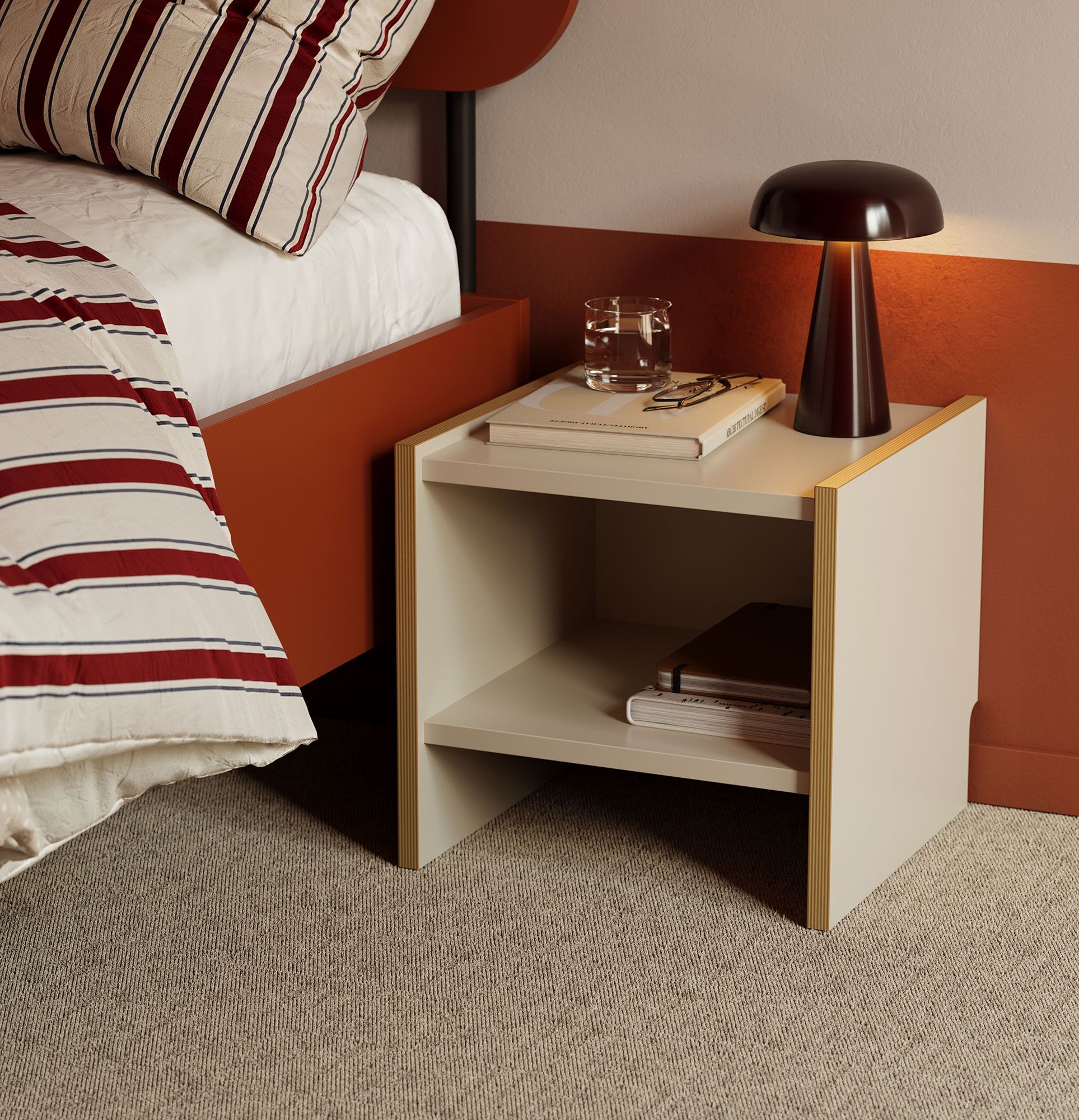 ASKA ASK02 Nachttisch
Farbe: Champagner Beige
Furnier: Sperrholz