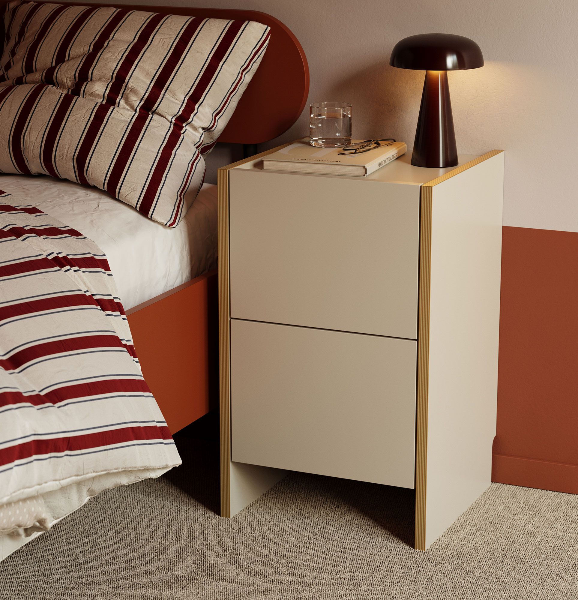 ASKA ASK03 Nachttisch
Farbe: Champagner Beige
Furnier: Sperrholz