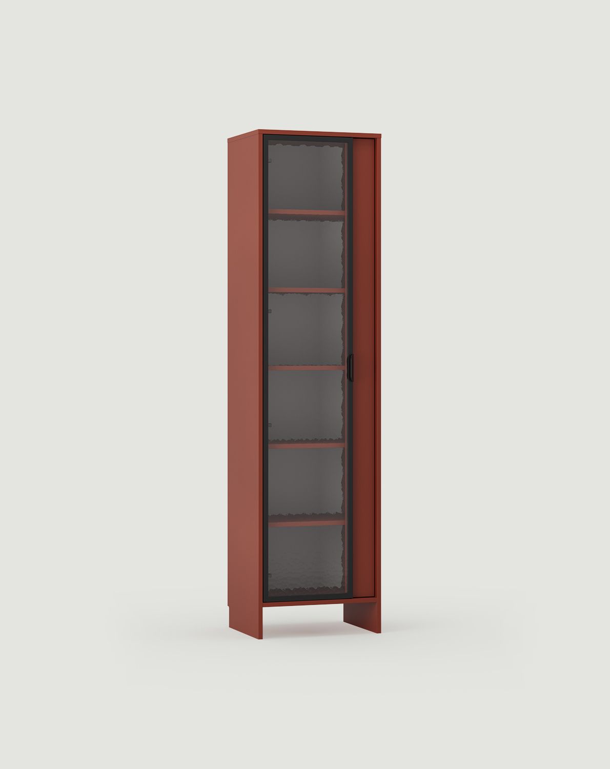 LAYERS LAY46 Schrank
Farbe: Feuriges Terrakotta
Farbe der Frontplatte: Fiery Terracotta
Griff: LAYERS 110 Griff Black Onyx
Glasart: Ornamentglasscheiben