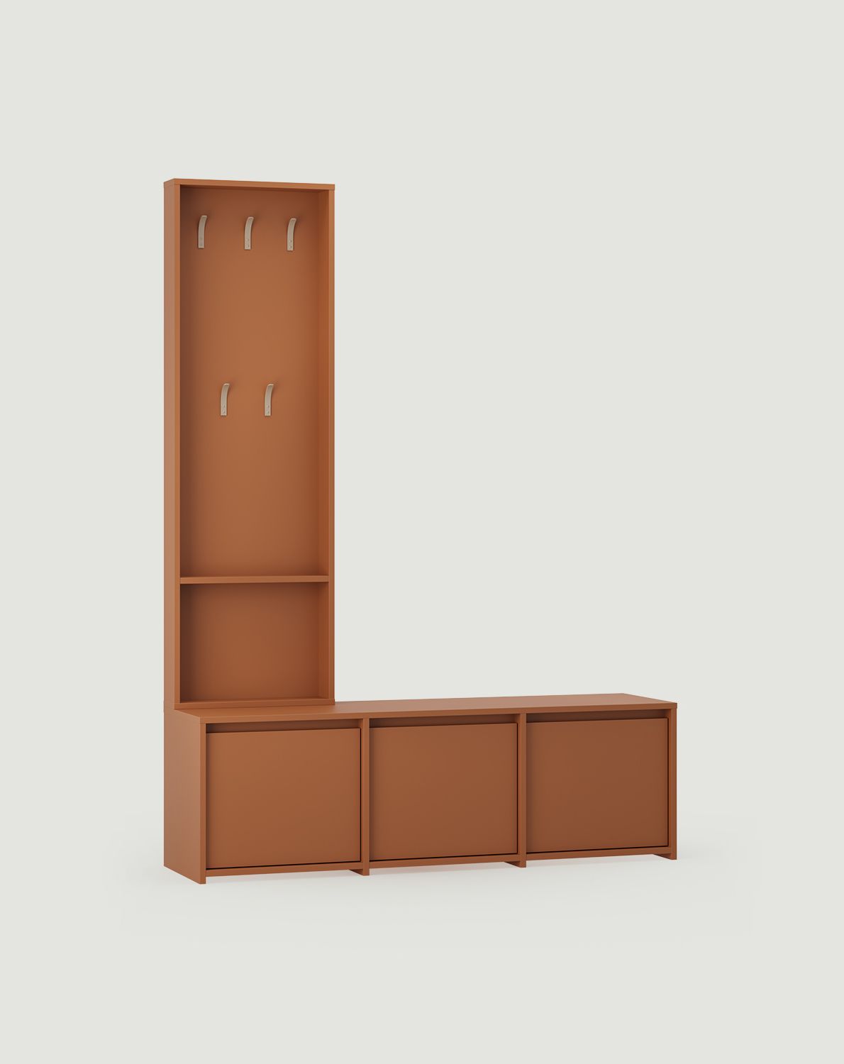 Schuhschrank-Set RA03 mit Garderobe RA16 RAGNAR
Farbe: Sahara Deep
Haken: Cappuccino Stahlbogen